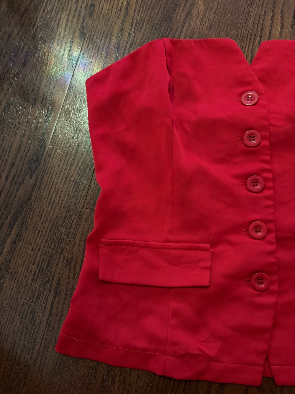 Strapless Red Button-Front Tank Top - Picture 4 of 5